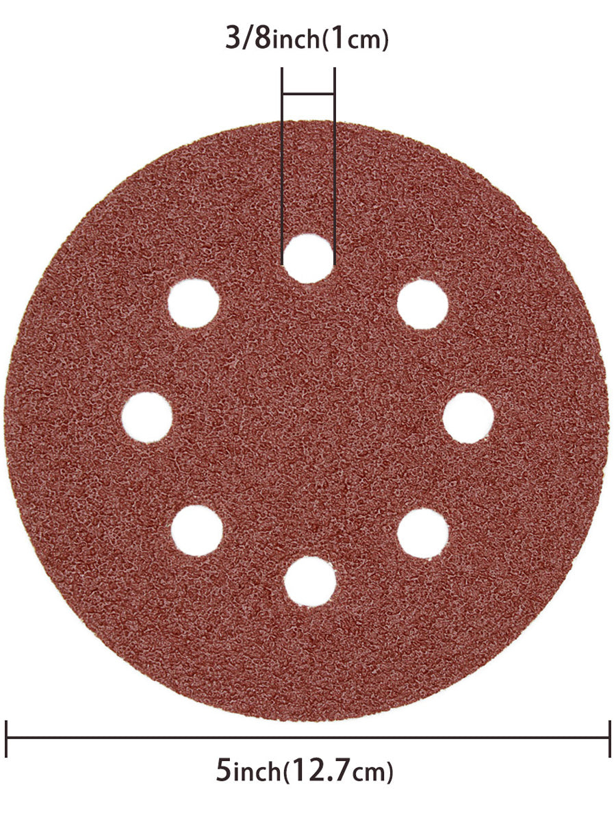 125mm Sanding Discs 100pcs Mixed, 10Pcs Each 40 60 80 100 120 180 240 320 400 800 Grits