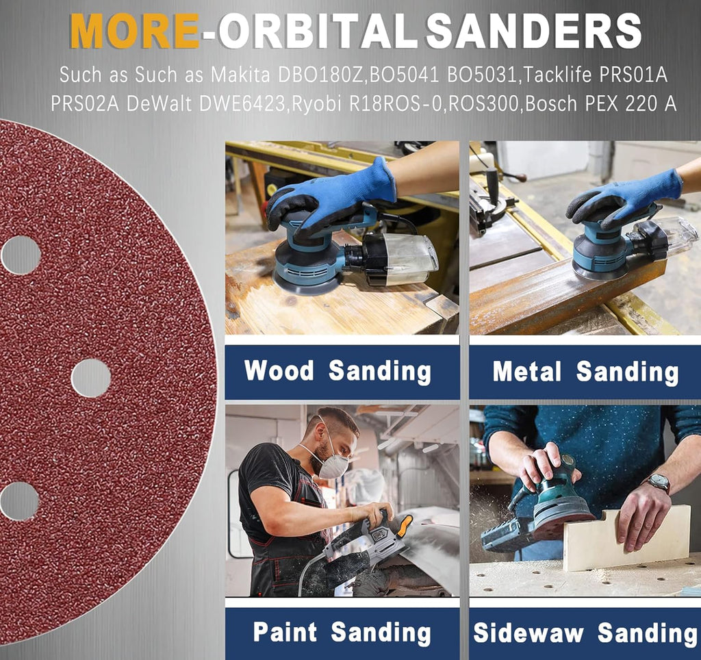 150mm Orbital Sanding Discs 50 pcs, from Coarse to Fine, Free Shipping. 6 inches 6 Holes